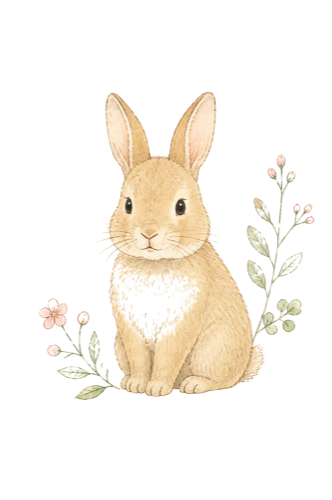 うさぎと草花のイラスト